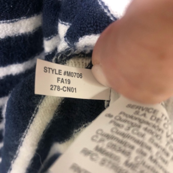 Madewell Cozy Walker Striped Cardigan Open Front Navy Blue White Size XS M0706 - Picture 11 of 11